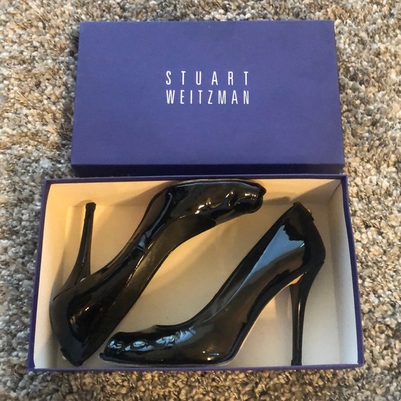 COPY - Stuart Weitzman Black patent peep toe size… - Picture 2 of 7
